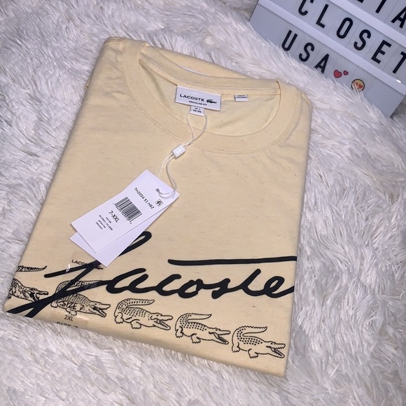 NWT Lacoste Men's Big Fit Signature Print T-Shirt - Picture 2 of 3